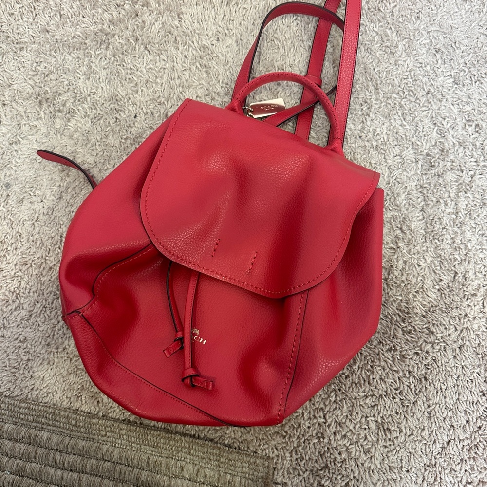 Coach Cherry Red Leather Backpack